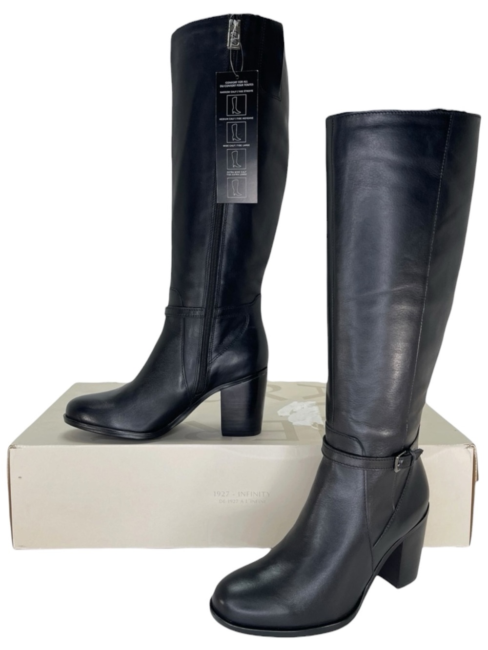 Naturalizer Black Leather Knee-High Heeled Boots